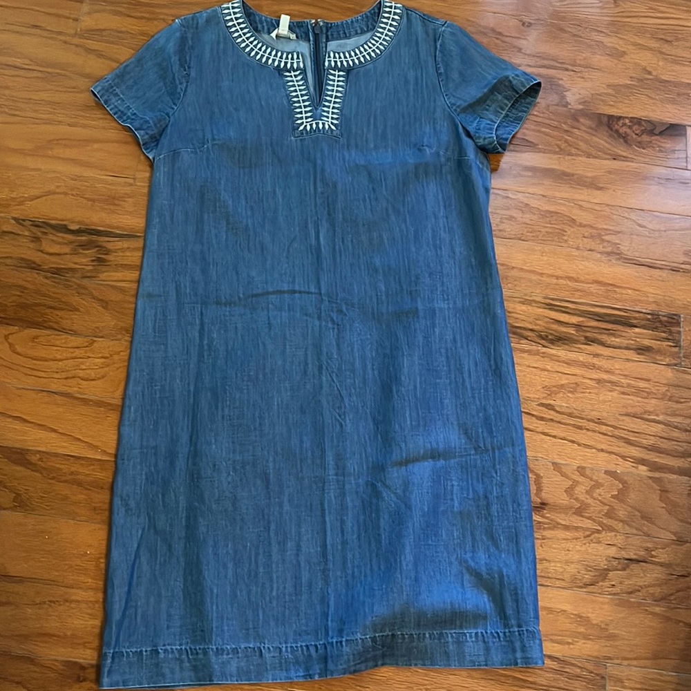 Talbots embroidered denim dress 12P